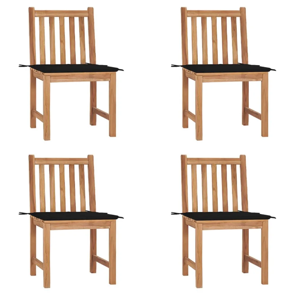 Chaises de jardin lot de 4 avec coussins Bois de teck massif