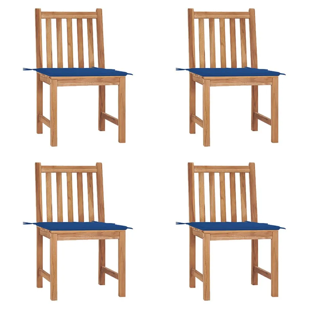 Chaises de jardin lot de 4 avec coussins Bois de teck massif