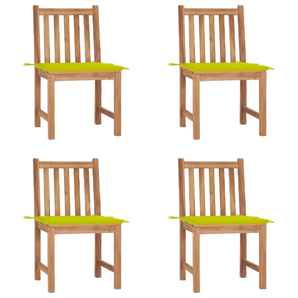 Chaises de jardin lot de 4 avec coussins Bois de teck massif