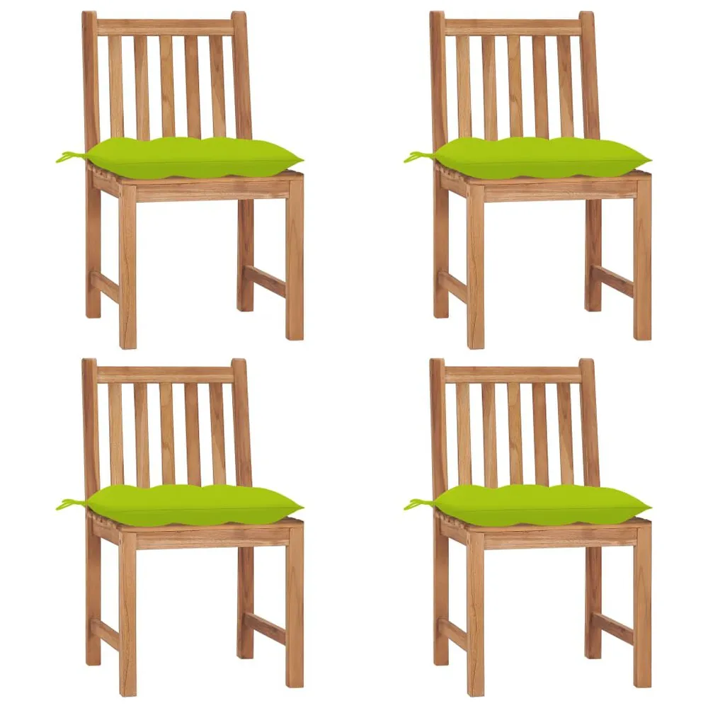 Chaises de jardin lot de 4 avec coussins Bois de teck massif