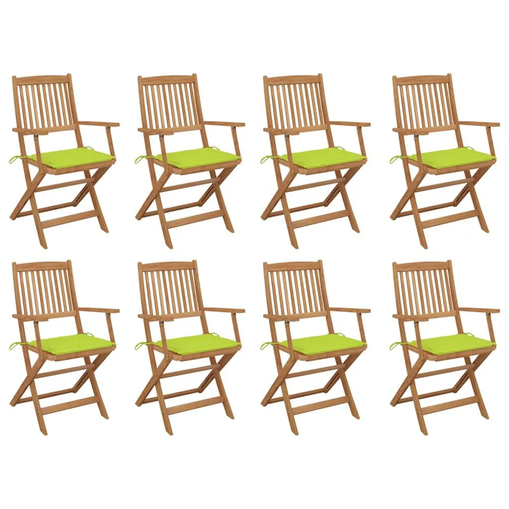 Chaises pliables d'extérieur et coussins lot de 8 Bois d'acacia