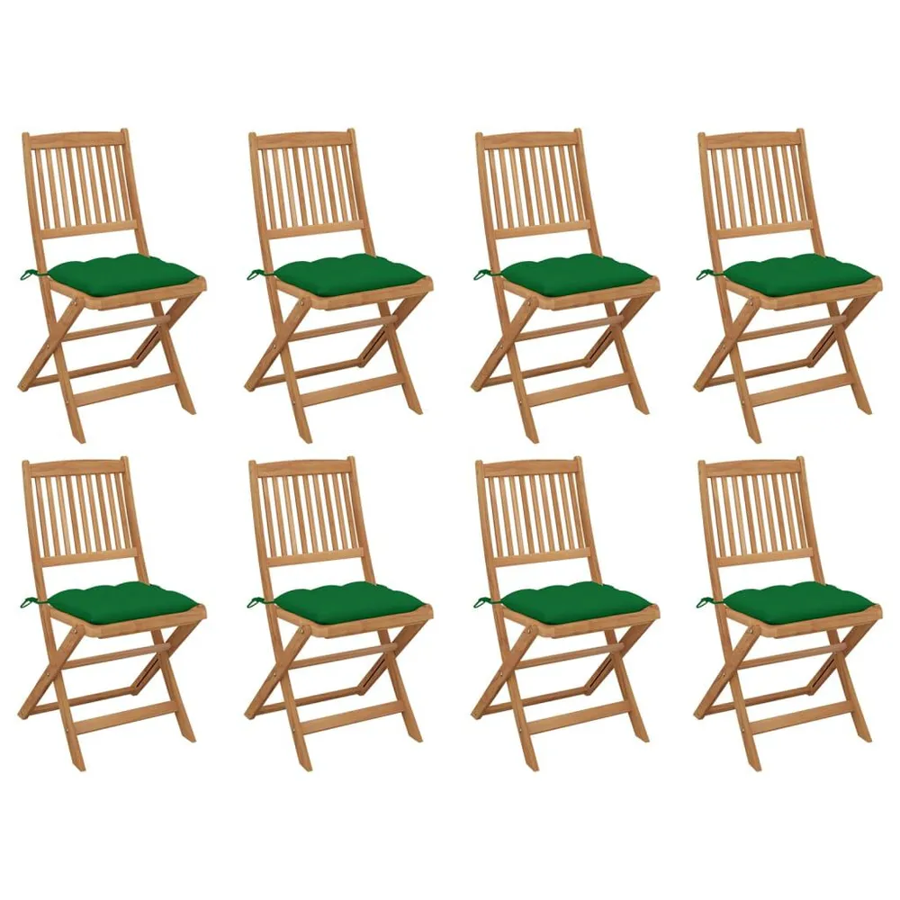 Chaises pliables d'extérieur et coussins lot de 8 Bois d'acacia