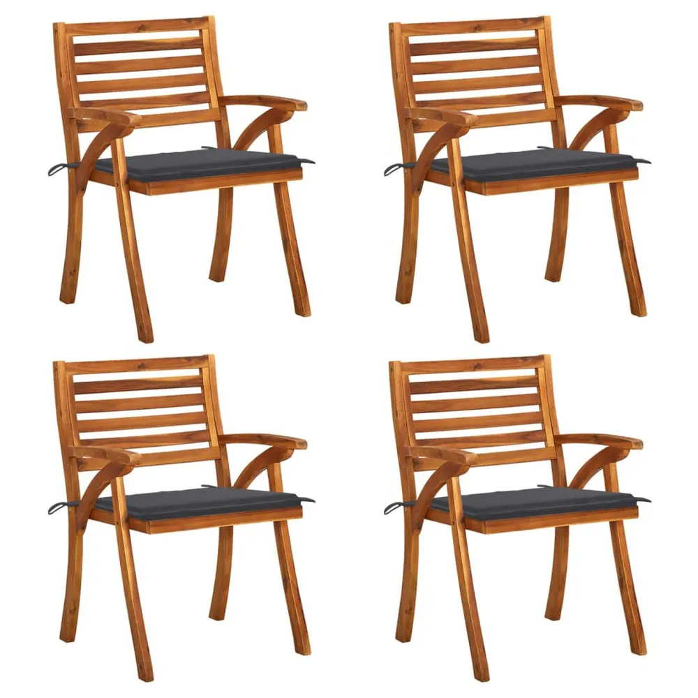 Chaises de jardin avec coussins lot de 4 Bois d'acacia massif