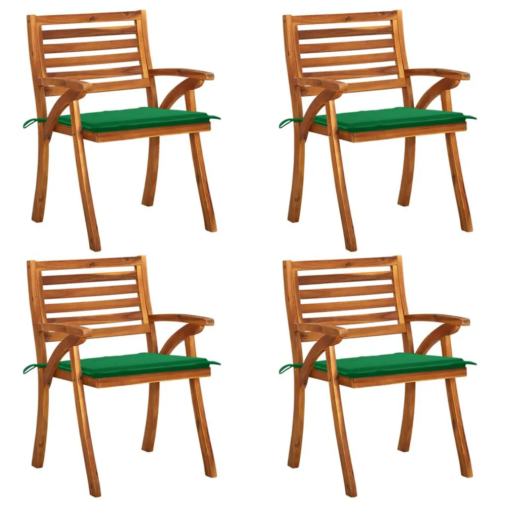 Chaises de jardin avec coussins lot de 4 Bois de teck solide