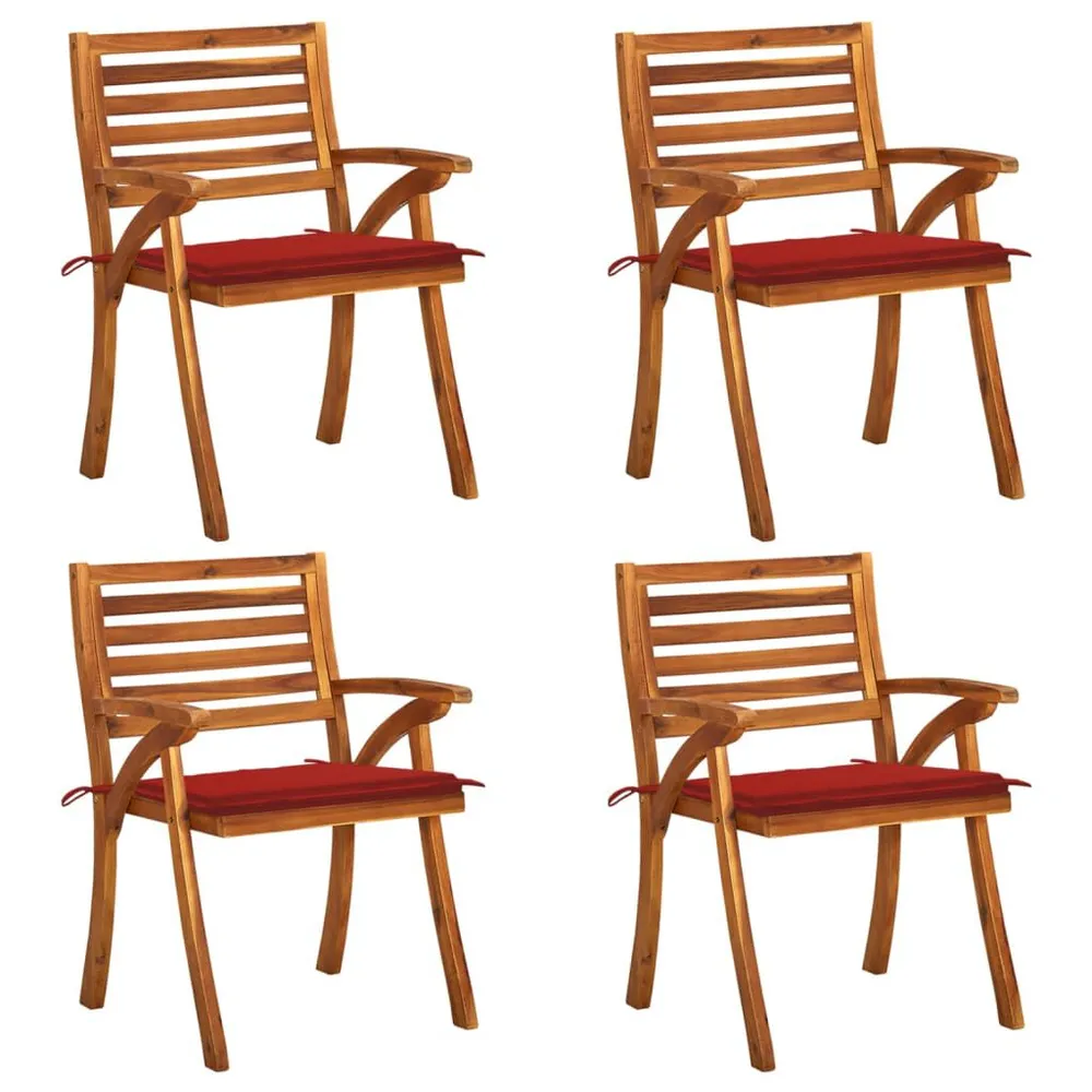 Chaises de jardin avec coussins lot de 4 Bois de teck solide