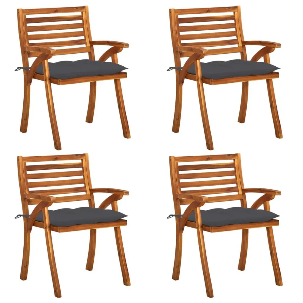 Chaises de jardin avec coussins lot de 4 Bois de teck solide