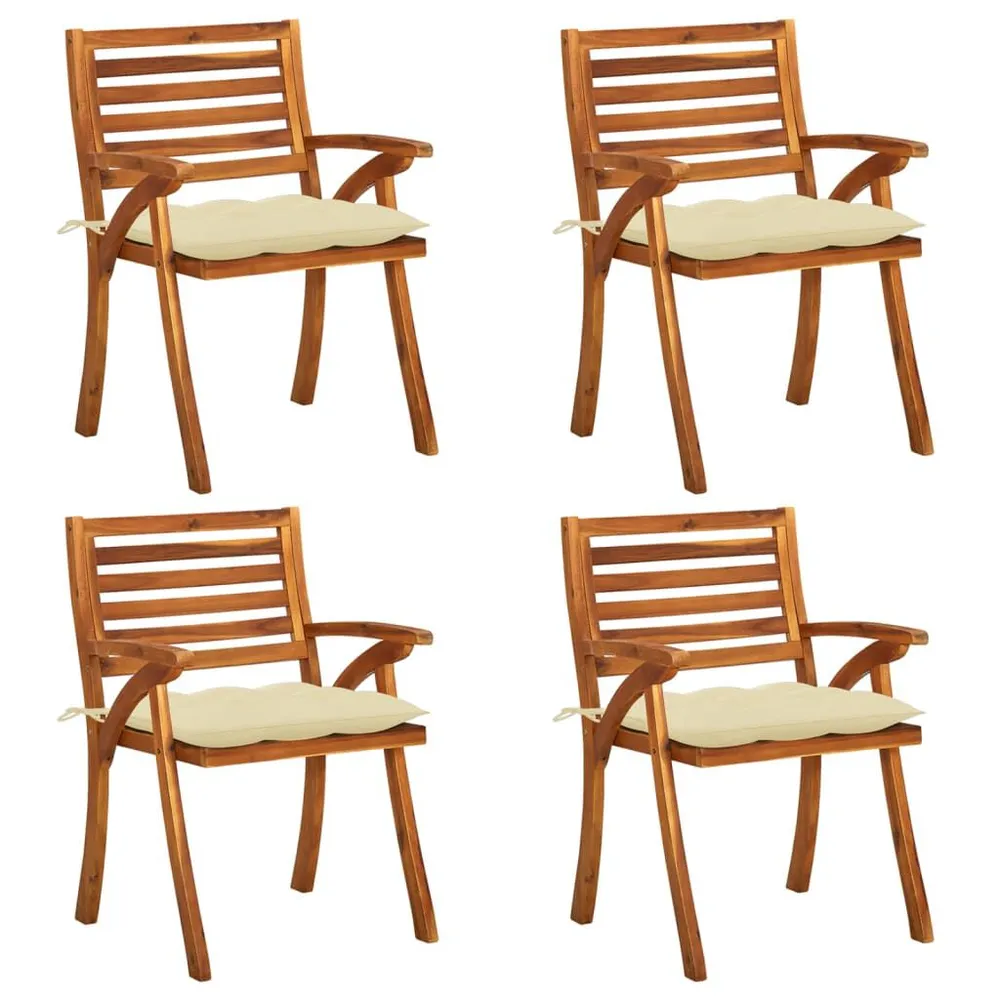 Chaises de jardin avec coussins lot de 4 Bois de teck solide