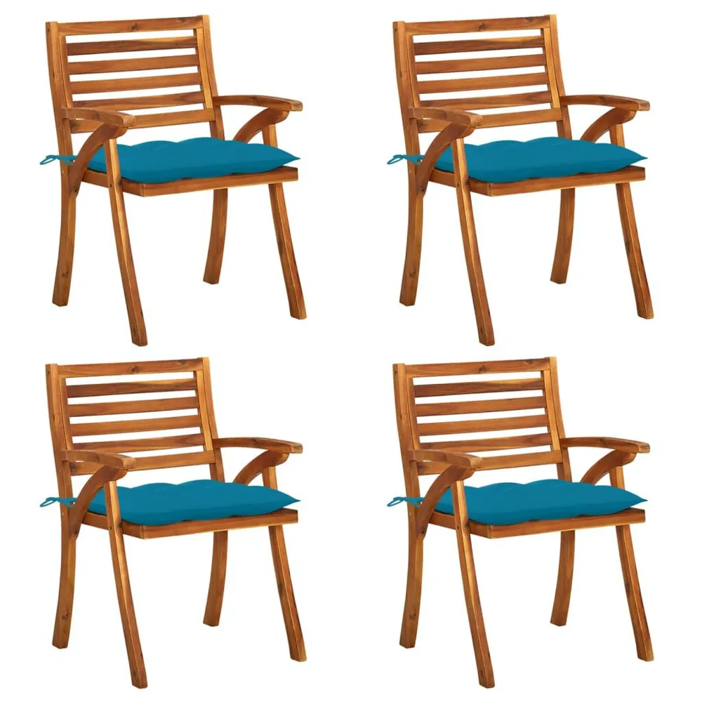 Chaises de jardin avec coussins lot de 4 Bois de teck solide