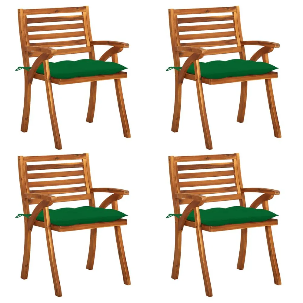 Chaises de jardin avec coussins lot de 4 Bois de teck solide