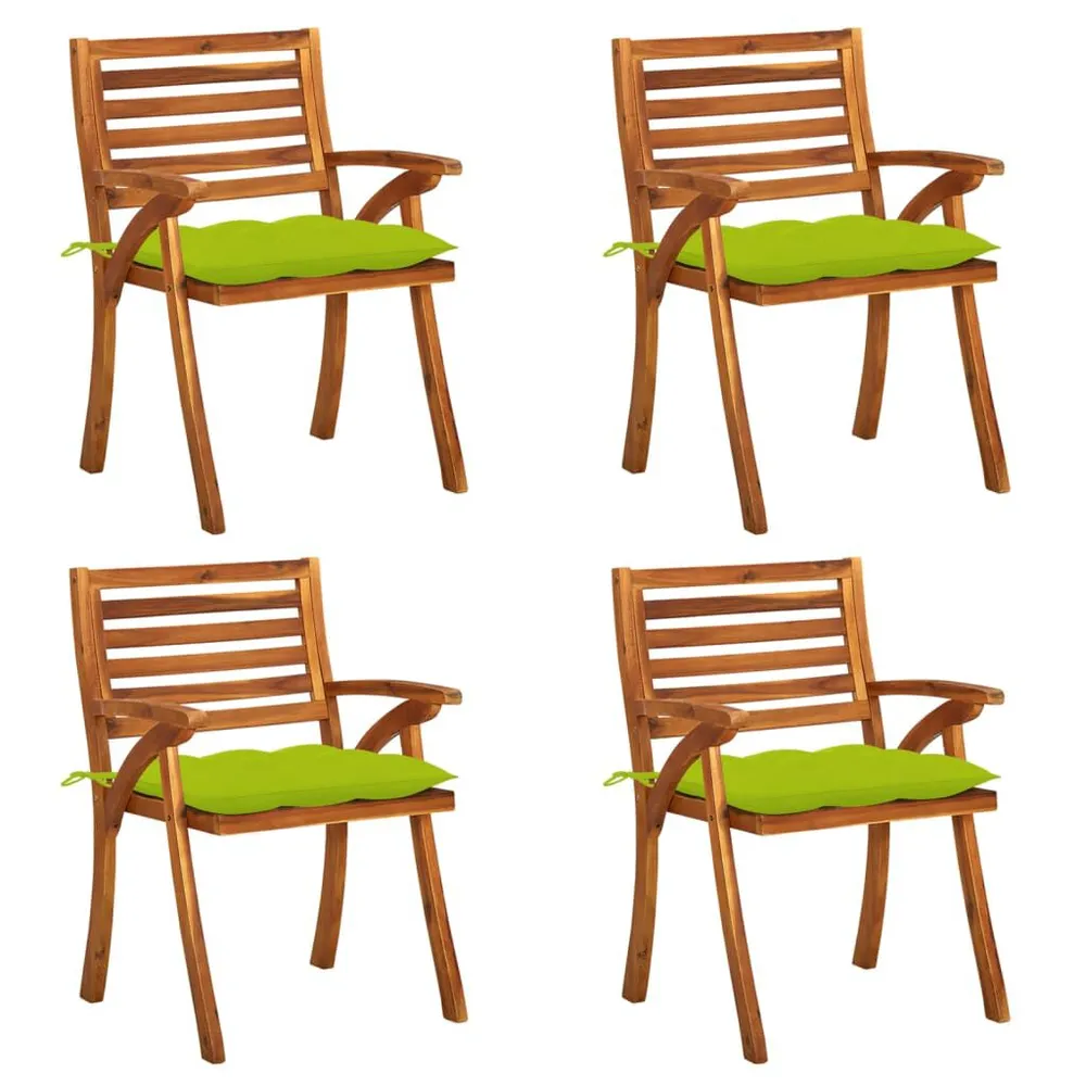 Chaises de jardin avec coussins lot de 4 Bois de teck solide