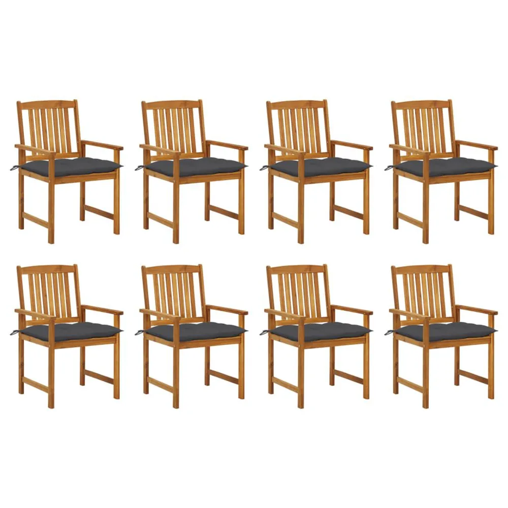 Chaises de jardin avec coussins lot de 8 Bois d'acacia solide