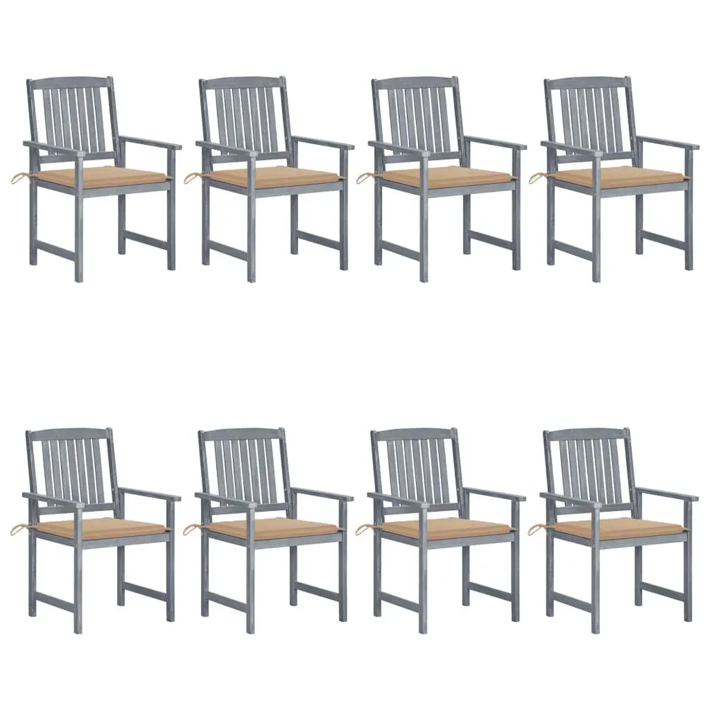 Chaises de jardin et coussins lot de 8 Bois acacia solide Gris