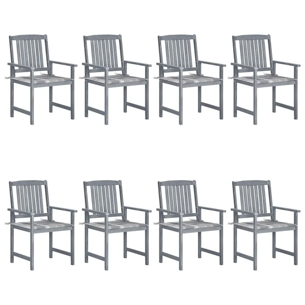 Chaises de jardin et coussins lot de 8 Bois acacia solide Gris