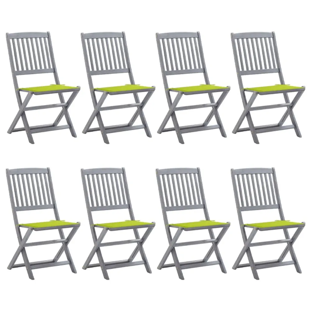 Chaises pliables d'extérieur lot de 8 et coussins Bois d'acacia