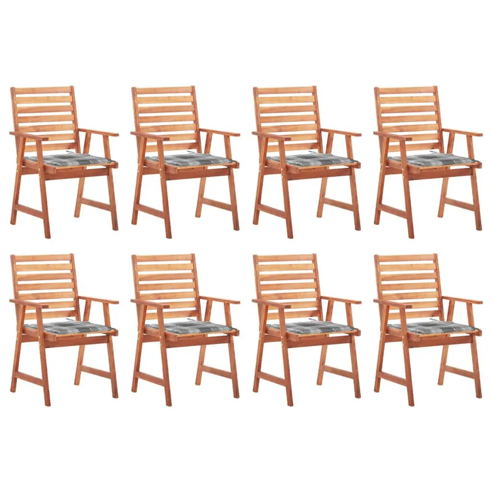 Chaises à manger d'extérieur lot de 8 et coussins Acacia massif