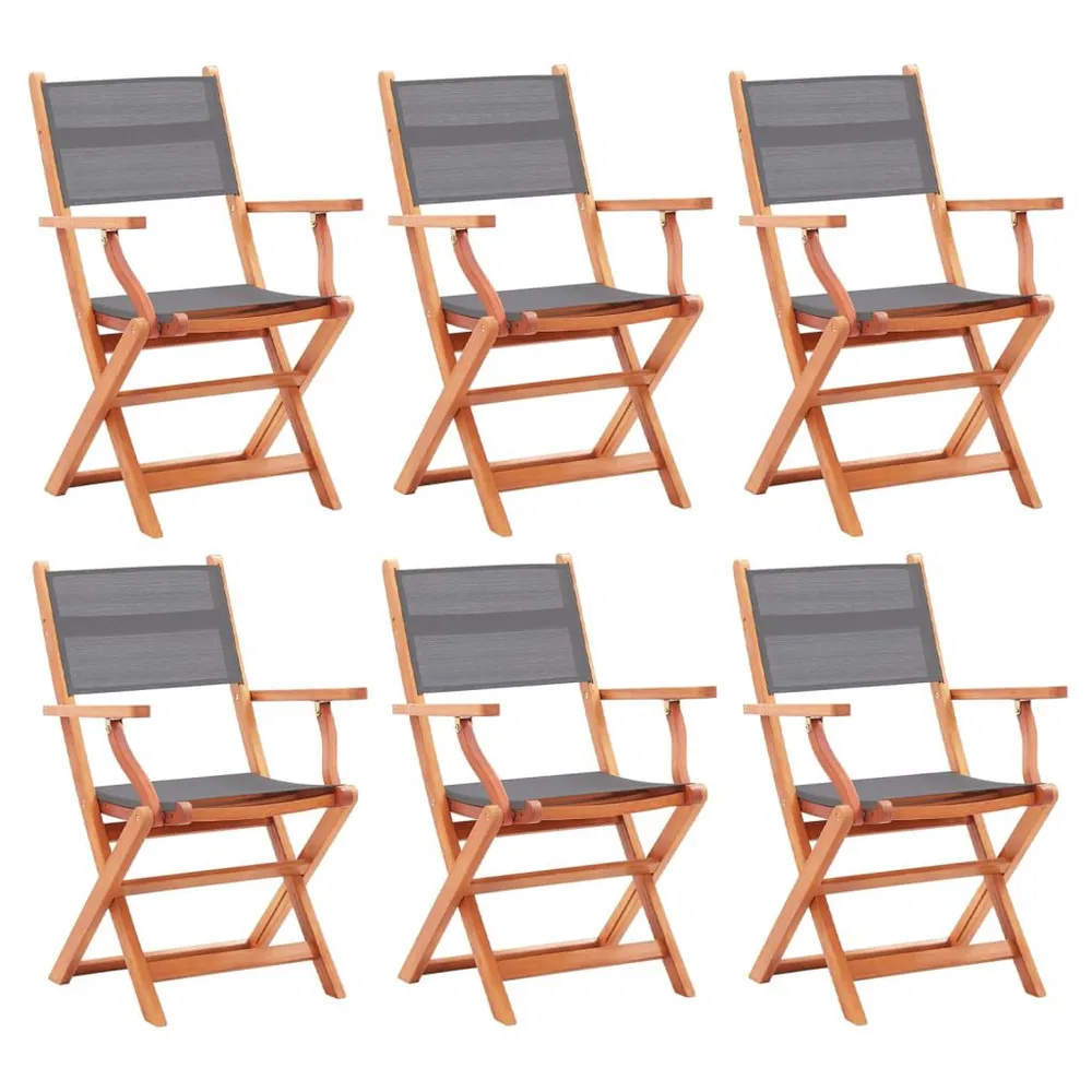 Chaises pliables de jardin lot de 6 gris eucalyptus textilène