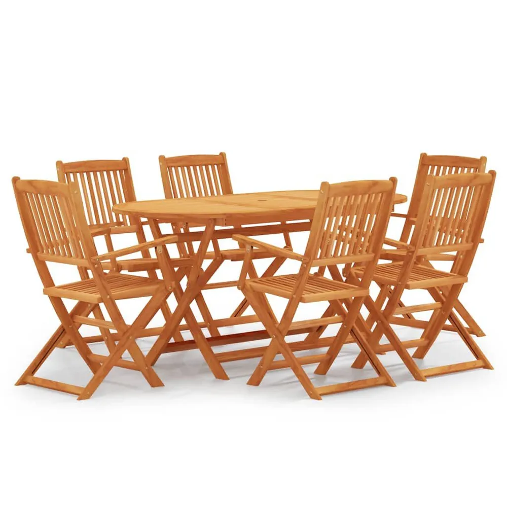 Mobilier à dîner d'extérieur pliable 7 pcs Bois d'eucalyptus