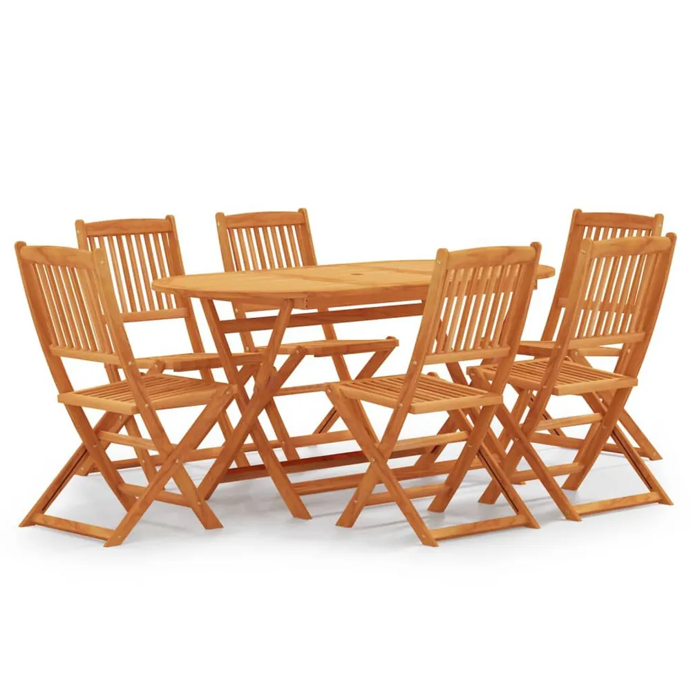 Mobilier à dîner d'extérieur pliable 7 pcs Bois d'eucalyptus