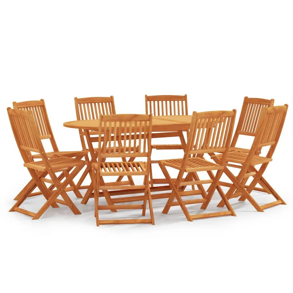 Ensemble à manger d'extérieur pliable 9 pcs Bois d'eucalyptus