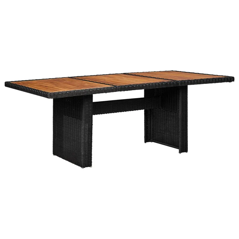 Table à manger de jardin Noir 200x100x74 cm Résine tressée