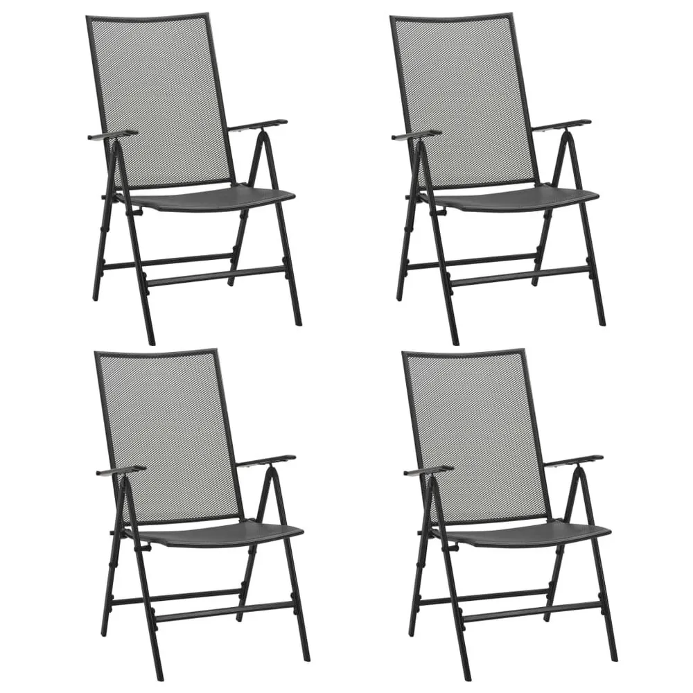 Chaises pliables en maille lot de 4 Acier Anthracite