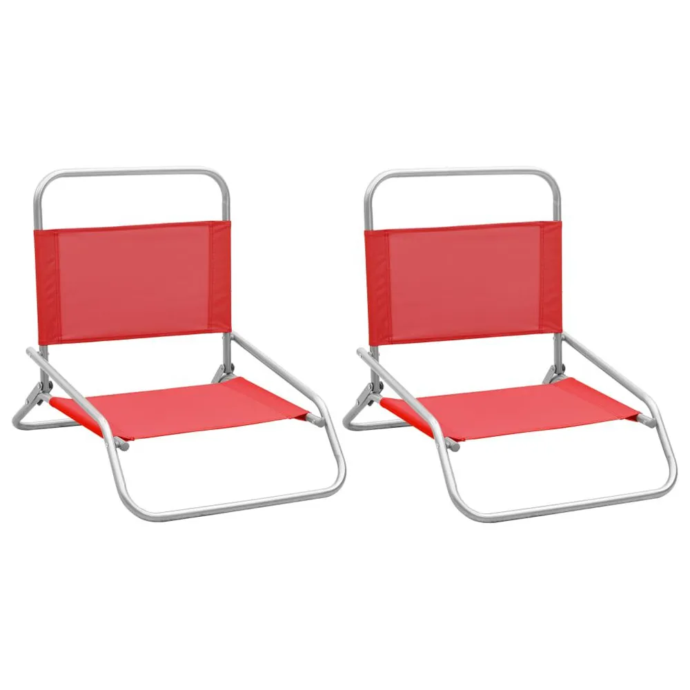 Chaises de plage pliables lot de 2 Rouge Tissu