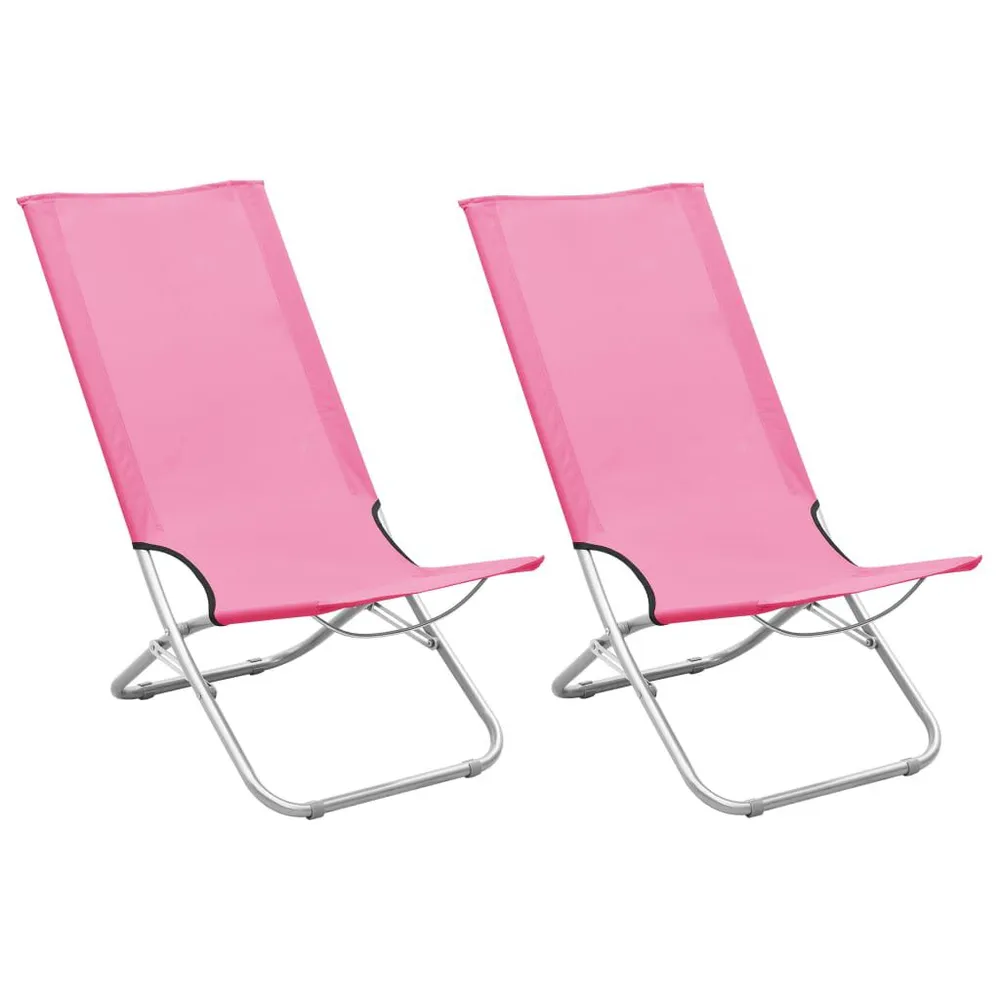 Chaises de plage pliables lot de 2 Rose Tissu