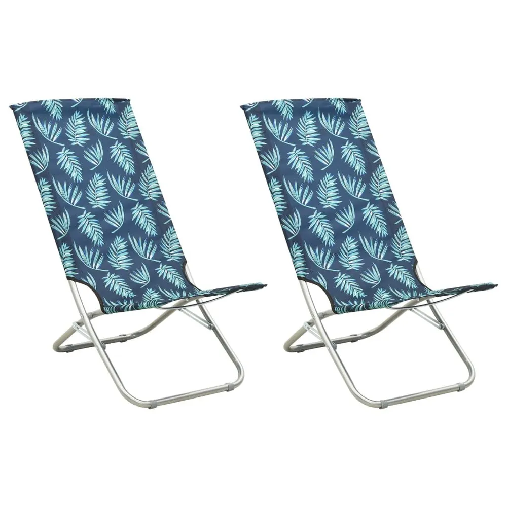 Chaises de plage pliables lot de 2 Motif de feuilles Tissu