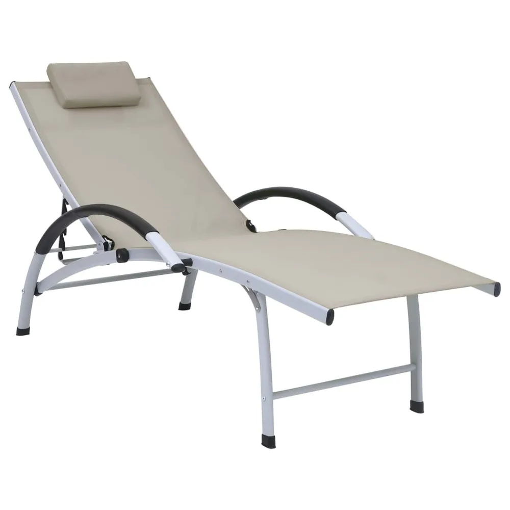 Chaise longue aluminium textilène crème