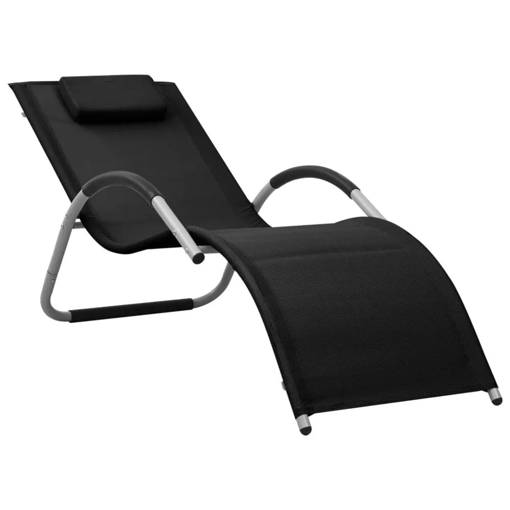 Chaise longue textilène noir et gris