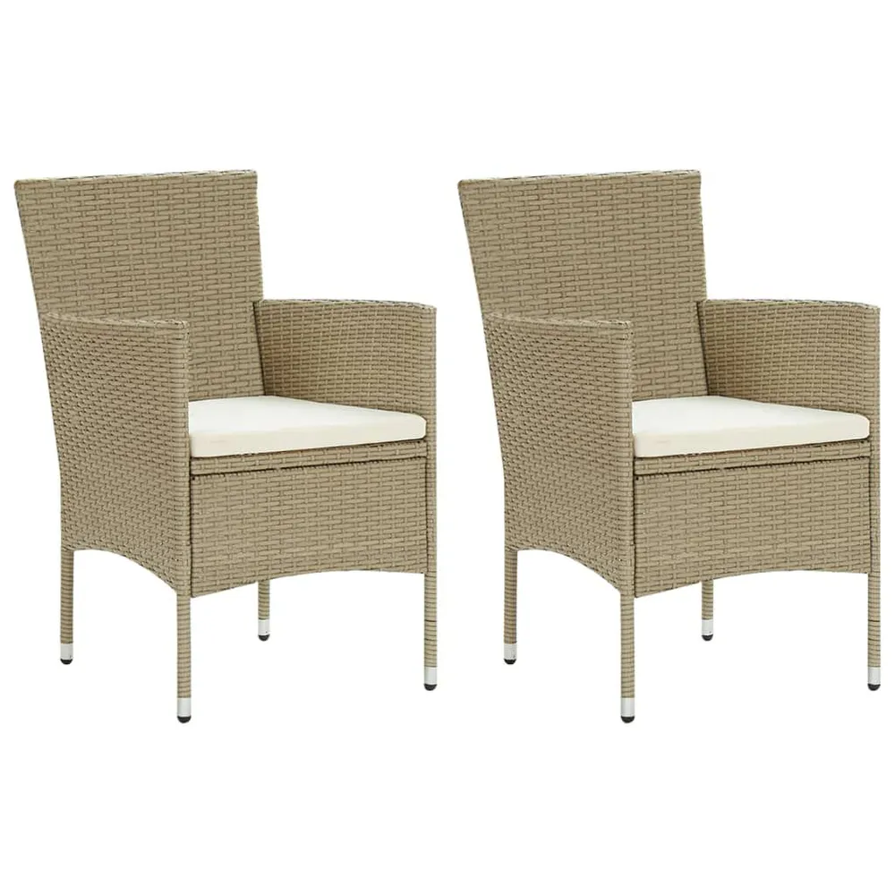 Chaises manger de jardin lot de 2 Résine tressée Beige