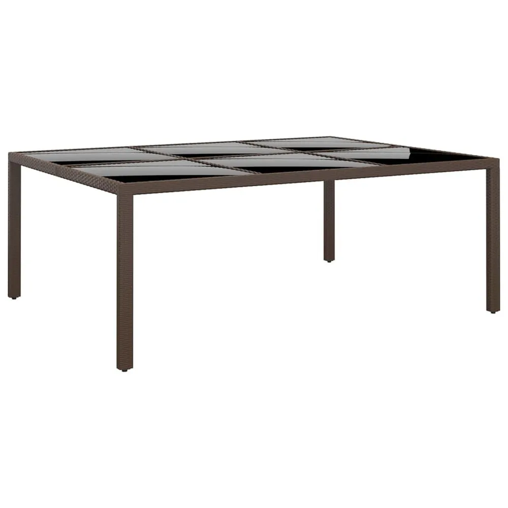 Table de jardin avec dessus en verre Marron 200x150x75 cm Rotin