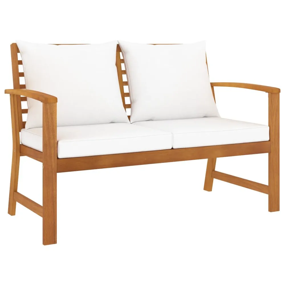 Banc de jardin avec coussin crème 120 cm Bois solide d'acacia