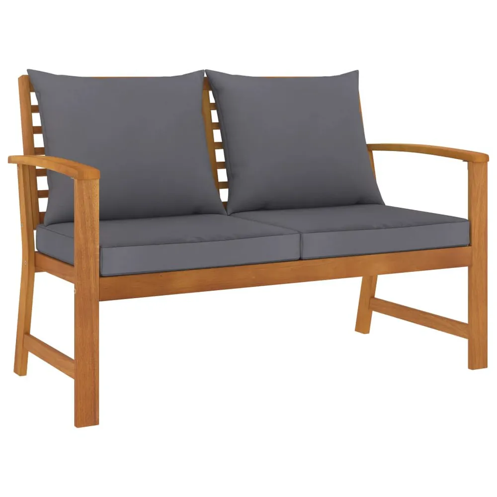 Banc de jardin 120cm et coussin gris foncé Bois solide d'acacia