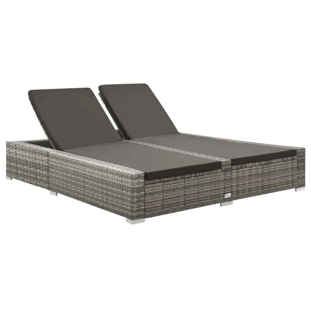 Chaise longue double Résine tressée Gris