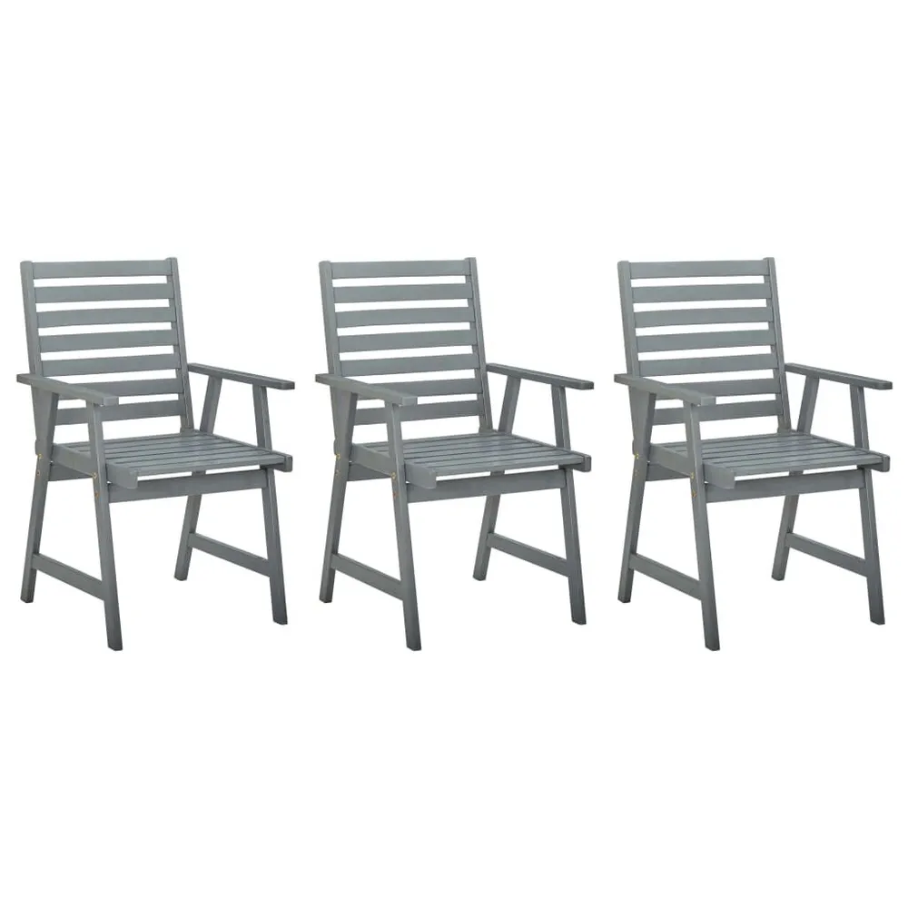 Chaises à manger d'extérieur lot de 3 Gris Bois d'acacia