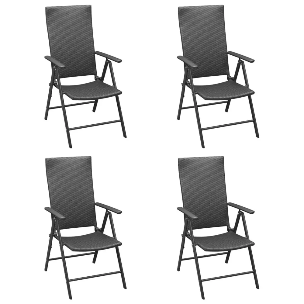 Chaises de jardin lot de 4 Résine tressée Noir