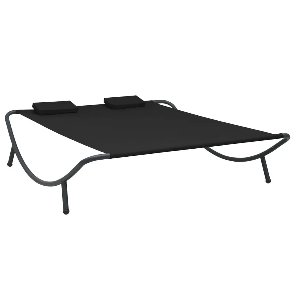 Chaise longue d'extérieur tissu noir