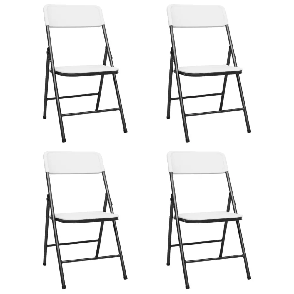 Chaises de jardin pliables lot de 4 PEHD Blanc