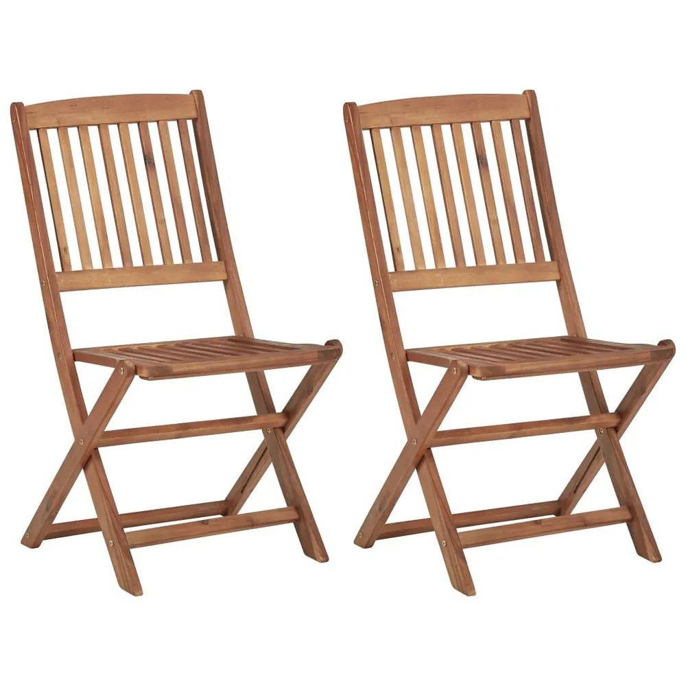 Chaises pliables d'extérieur lot de 2 Bois d'acacia solide