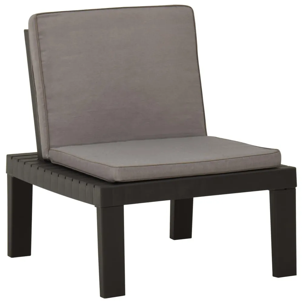 Chaise de salon de jardin avec coussin Plastique Gris