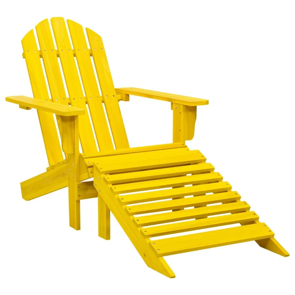 Chaise de jardin Adirondack avec pouf bois de sapin jaune