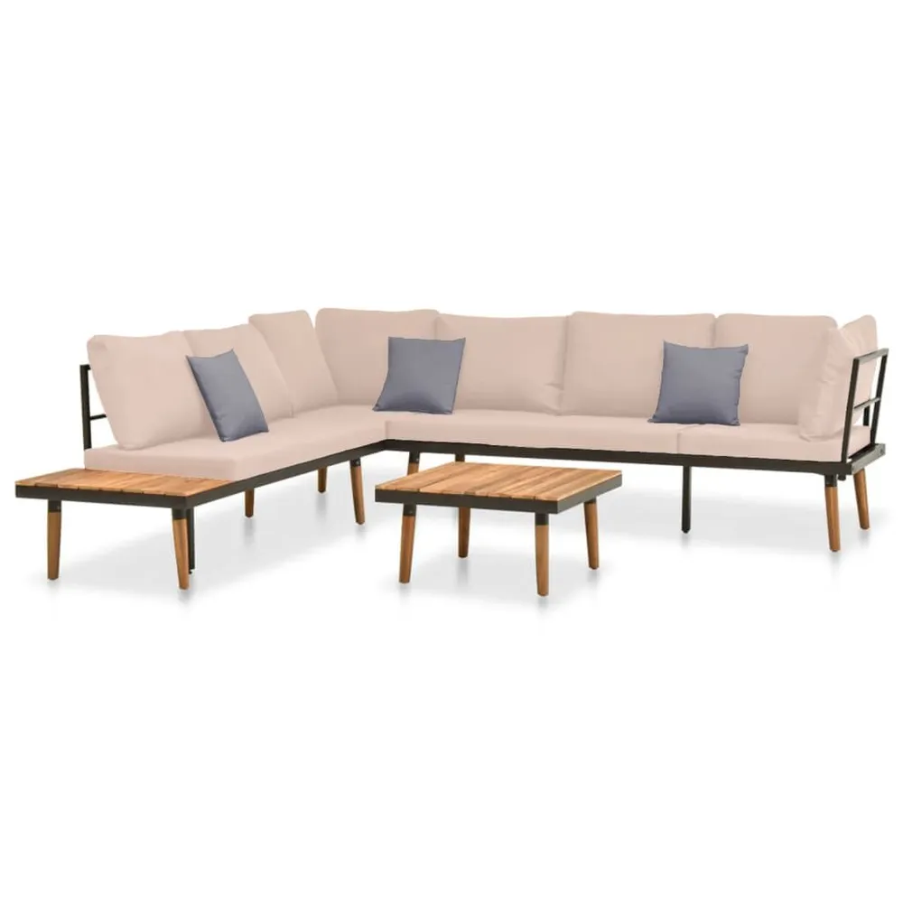 Salon de jardin 4 pcs avec coussins Bois massif d'acacia