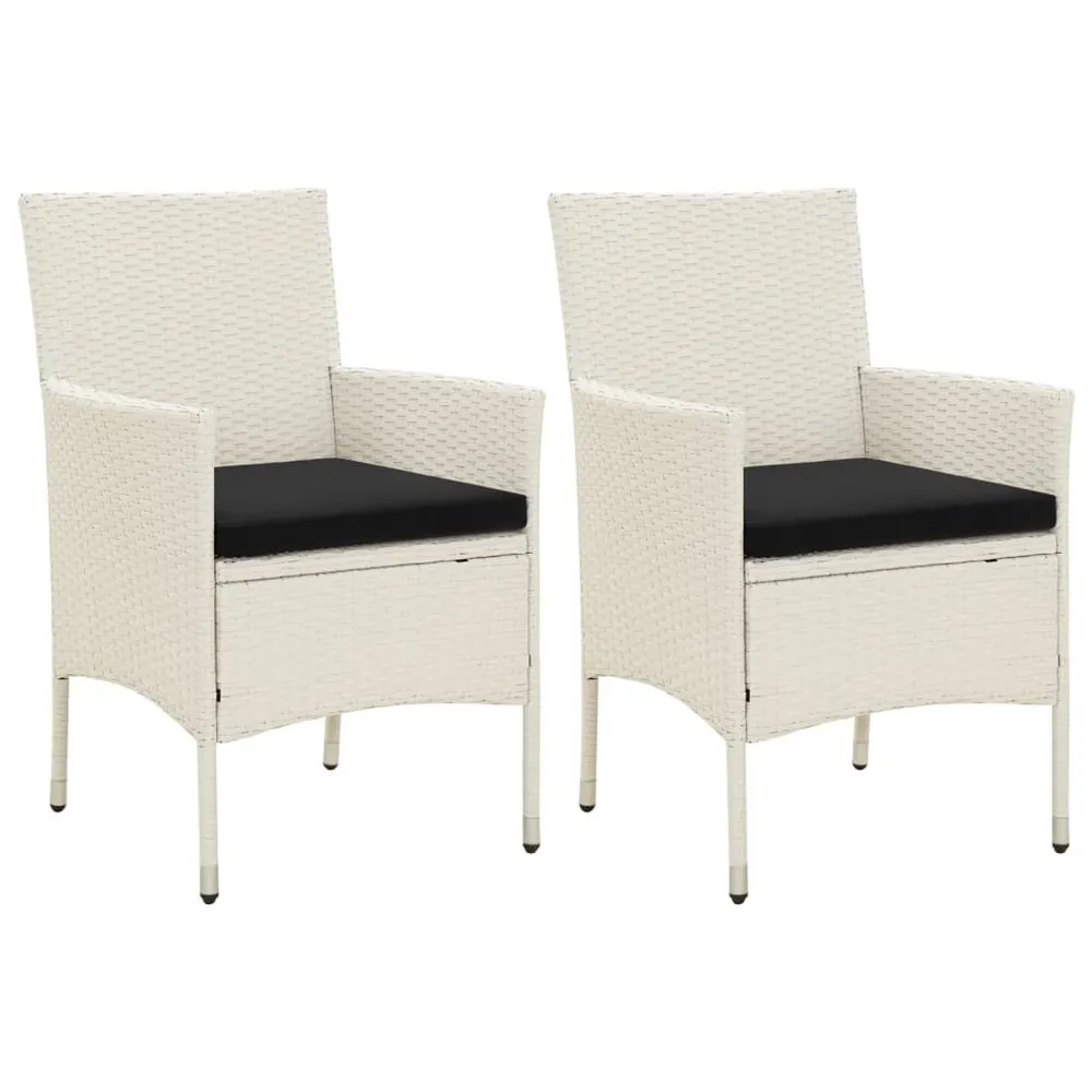 Chaises de jardin avec coussins lot de 2 Résine tressée Blanc