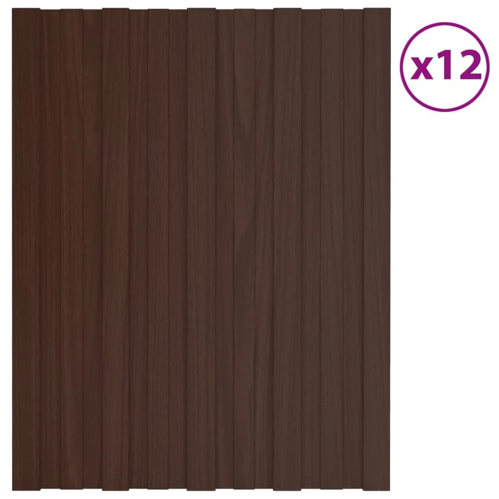 Panneaux de toiture 12 pcs Acier galvanisé Marron 60x45 cm