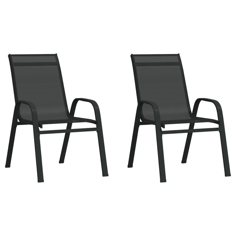 Chaises empilables de jardin lot de 2 Noir Tissu textilène