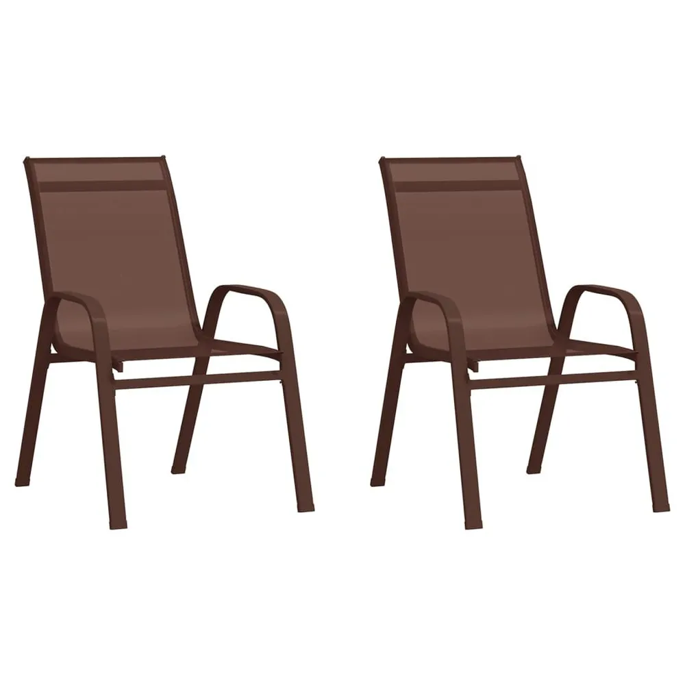 Chaises empilables de jardin lot de 2 Marron Tissu textilène