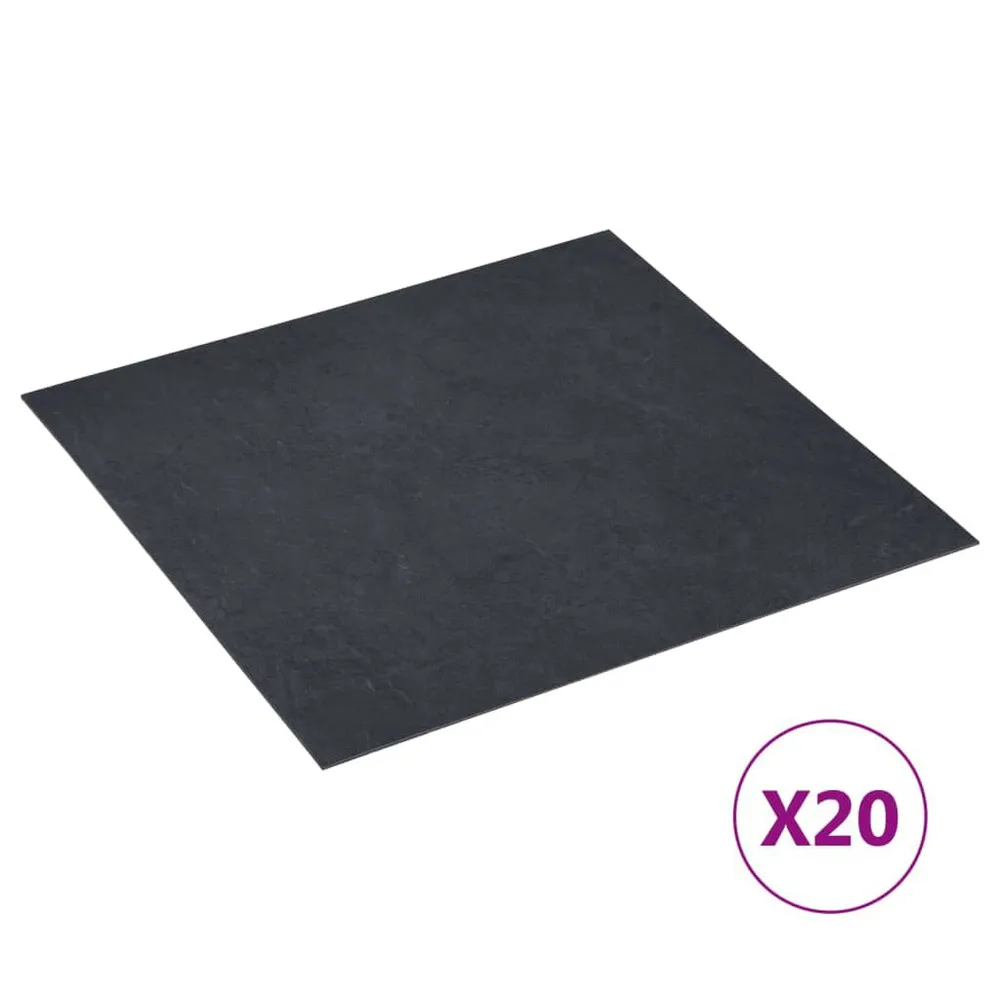 Dalles de plancher autoadhésives 20 pcs PVC 1,86 m² marbre noir