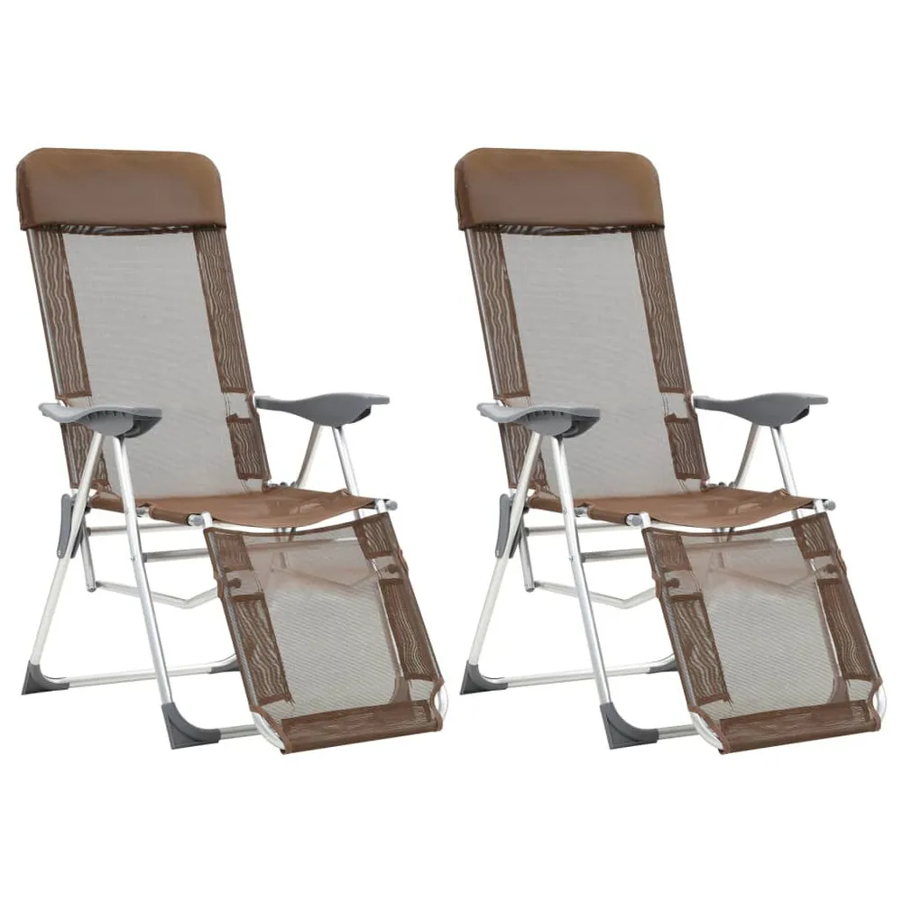 Chaises de camping pliantes et repose-pied lot de 2 marron