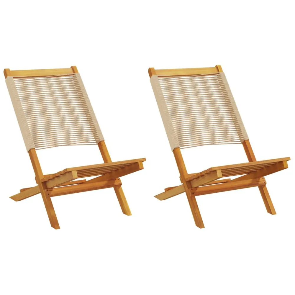 Chaises de jardin lot de 2 beige bois d'acacia et polypropylène